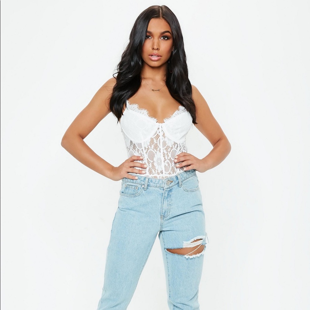 Missguided White Lace Bodysuit